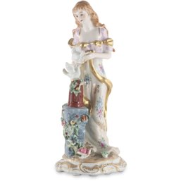 Rococo Reverie: Exquisite Porcelain Figurine - Woman In Landscape