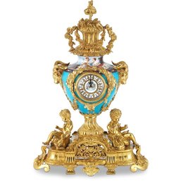 Bronze Artistry: Louis XV Style Porcelain And Bronze Garniture Clock