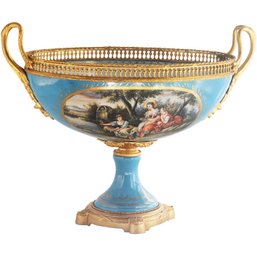 Romantic Reverie: Porcelain And Bronze Serving Bowl