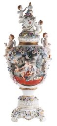 Rococo Three Dimensional Porcelain Flower Urn