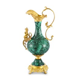 Porcelain And Bronze Refined Pitcher In Classic Green