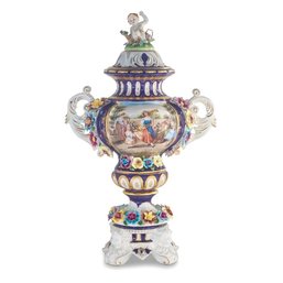 Rococo Reverie: Hand-Painted Porcelain Vase With 3D Flowers