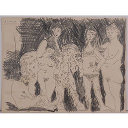 Pablo Picasso, Attributed: Des Femmes Et Un Cheval