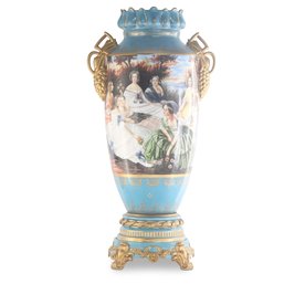 Rococo Style Vase With Hand-painted Motif