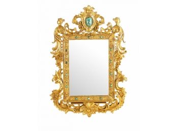 Magnificent Louis XV Style Bronze Mirror With A Floral Crown