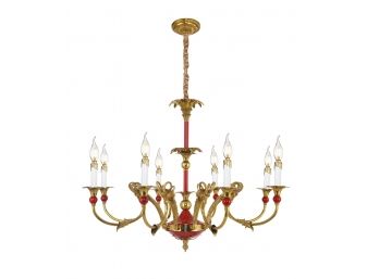 Scarlett Red Empire Style Chandelier With Bronze Detail