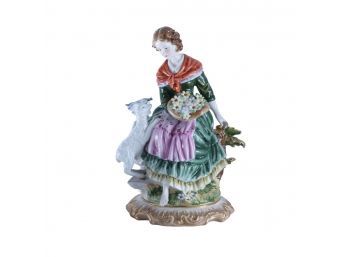 Lady With Goat Porcelain Figurine