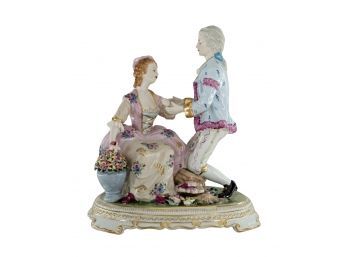 Rococo Romance: A Porcelain Figurine Of Love's Proposal