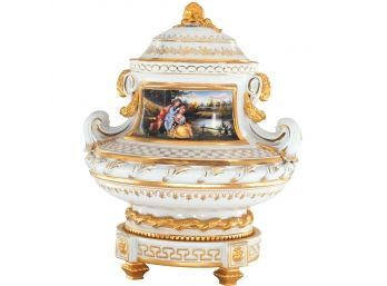Vibrant Porcelain Jar With Classical Hand-Painted Motifs