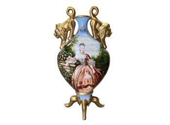 Lion's Embrace: Rococo Porcelain Vase With Gold Swan Base