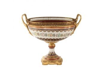 Romantic Reverie: Porcelain And Bronze Serving Bowl
