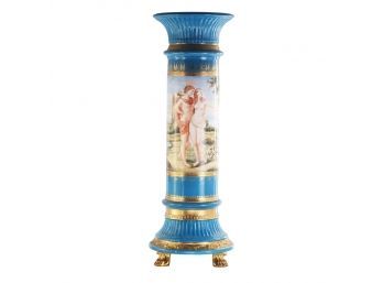Rococo Hand-painted Pedestal With Floral Motif
