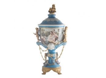 A Voyage Of Artistry: Porcelain Vase With Marine Adornments And Society Imagery