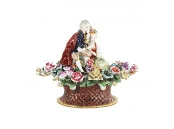 Courtship By Bed Of Flowers Porcelain Figurine