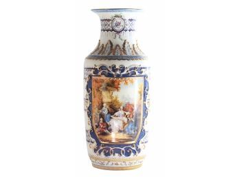 Hand-painted Rococo Style Motif Vase In White