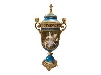 Hand-painted Potpourri Porcelain And Bronze Urn