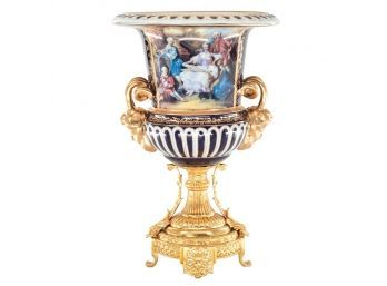 Small Rococo Style Vase With Hand-painted Motif