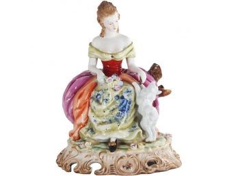 Lady With Her Dog Porcelain Figurine