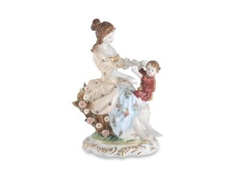 Mother And Child Net Lace Porcelain Figurine