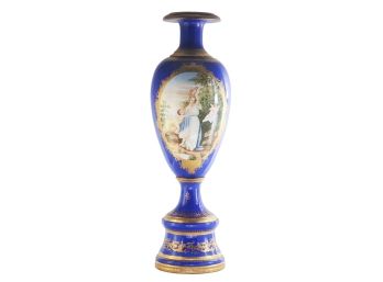Subtle Beauty, Timeless Charm: Blue Rococo Motif Vase In Porcelain