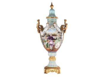 Gorgeous Rococo Style Hand-painted Porcelain Vase