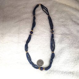 Costume Jewelry - Vintage Blue Three Strand Necklace