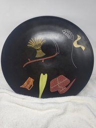 Vintage Black Lacquered Serving Bowl