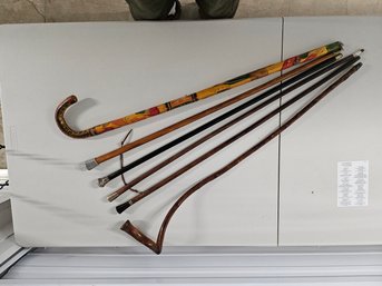 Lot Of Six Vintage Walking Sticks