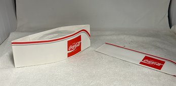 2 Vintage White Coca Cola Paper Foldable Hats