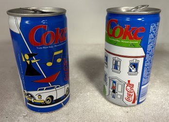 Coca Cola 1990 Special Edition Cans - Blue 50's Drive In Vintage 1989 Pop Art