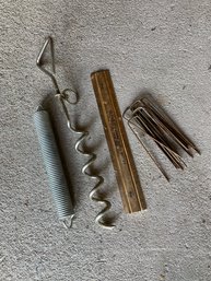 Random Garage Lot - Coil, Corkscrew For Ground, Ruler, Ground Stakes