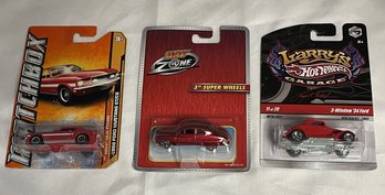 3 Red Cars - Mustang, Super Wheels, & Ford