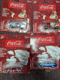 Lot Of 4 Coca Cola Christmas Cars (4)