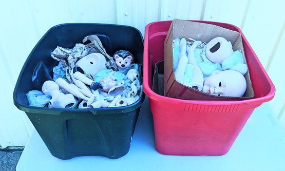 Doll Parts For Doll Makers - 2 Large Bins Full  - Unsorted - Local Pick-up Only