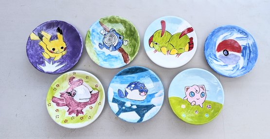 Pokemon Plates: Group Of 7 All Hand Painted!