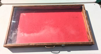 Glass Top Display Case Red Felt With Hinge To Lock