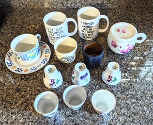 12 Cups:  Includes 6 Vintage Gold Rimmed Naan Tea Cups From Israel - Local Pick-up Only