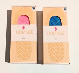 2 Pair Homage Boot / Shoe Wraps Size 7: 1 Peacock Blue Print & 1 Neon Pink - New With Box
