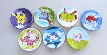 Pokemon Plates: Group Of 7 All Hand Painted!