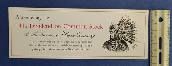 The American Tobacco Company Advertising Ink Blotter Indian Chief Vintage Stock.