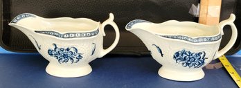 A Rare, Nearly Matched Pair Set Of Early Worcester Porcelain Gravy Boats Dr. Wall Period (1751-1774)