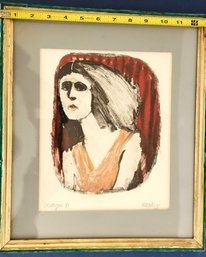 1970s Monotype 1 Only, By B. Moody- Woman With Wild Hair! A Repurposed Frame.