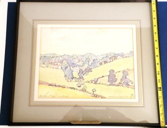 1928 Impressionist Watercolor By Artist James Brown Who Painted With Lucien Pissaro And Others.