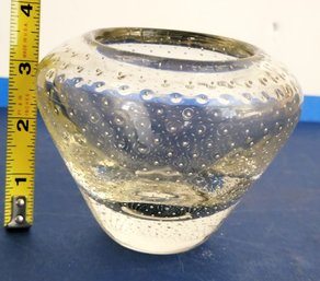 A Mid-Century Possible Carl Erickson Art Glass Clear Leaded Controlled Bubble Bullicante Vase (1941-1969)