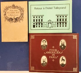 3 Pamphlets 1968 Reprint Of The 1639-1939 Sudbury Mass US Embassy Paris, 4 Americans- Steins In Paris