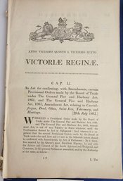 1862 Queen Victoria Amendments For Harbor And Pier Improvements Around Great Britain
