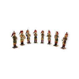 Antique Wooden Military Band Figurines - Set Of 8