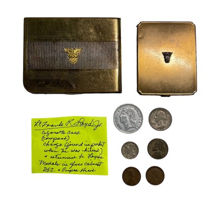 1950 Korean War Casualty Lt Frank R Loyd Jr Coins And Cigarette Case Found In Pocket USMA