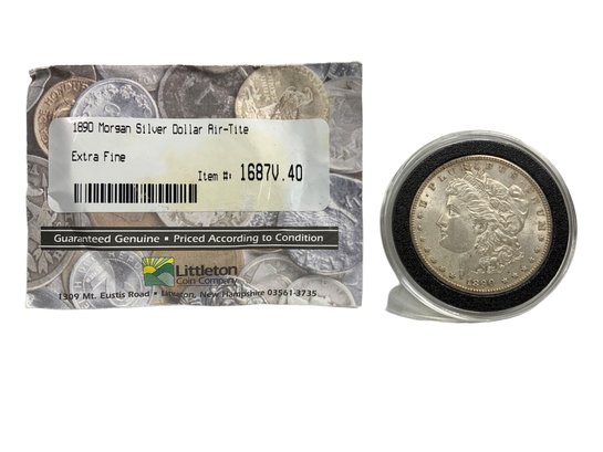 1890 Morgan Silver Dollar Extra Fine In Air Tite Holder Littleton Coin Company