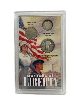 Portraits Of Liberty Coin Collection Silver Barber Dime Liberty Nickel Standing Liberty Quarter